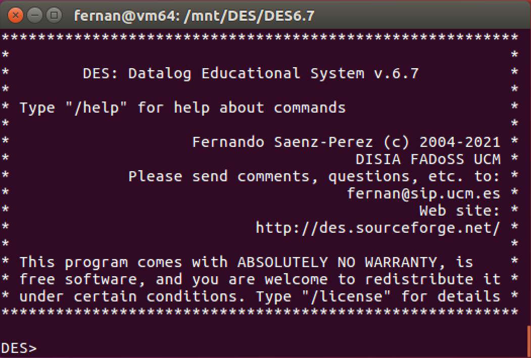 DES running on an Ubuntu Shell