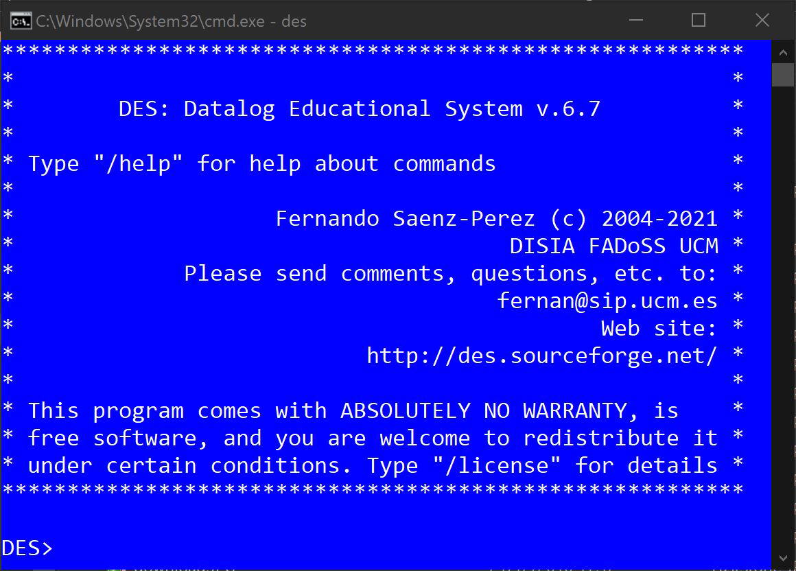 DES running on MS Windows Shell