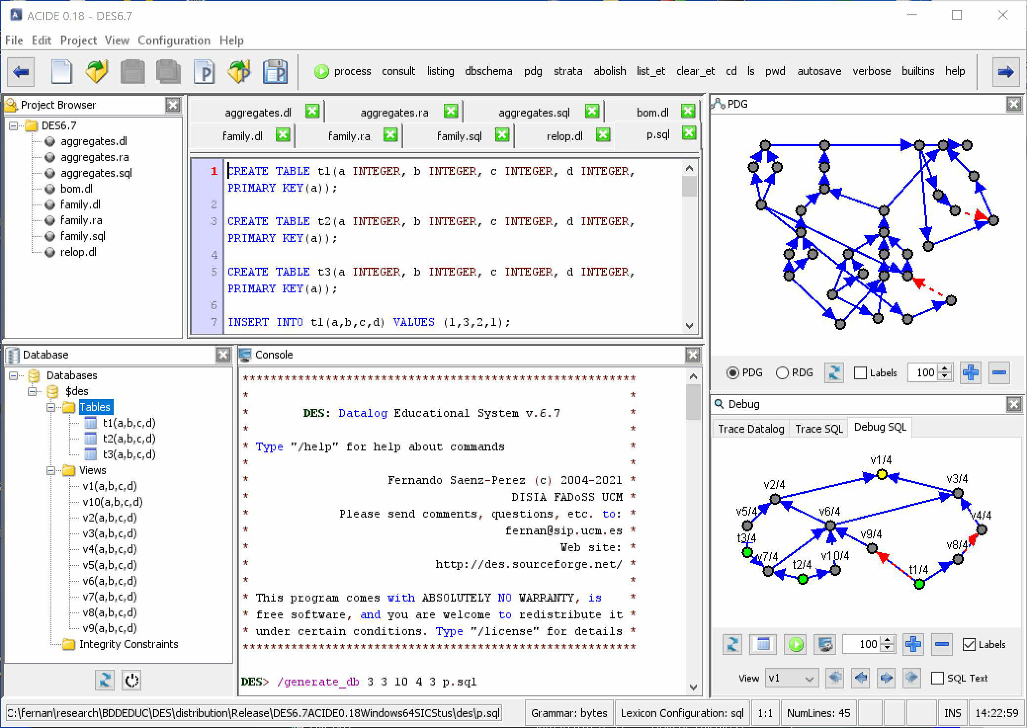 DES running on ACIDE MS Windows