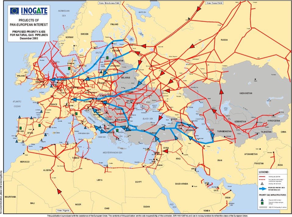 Mapa Distribución Gas Europa
