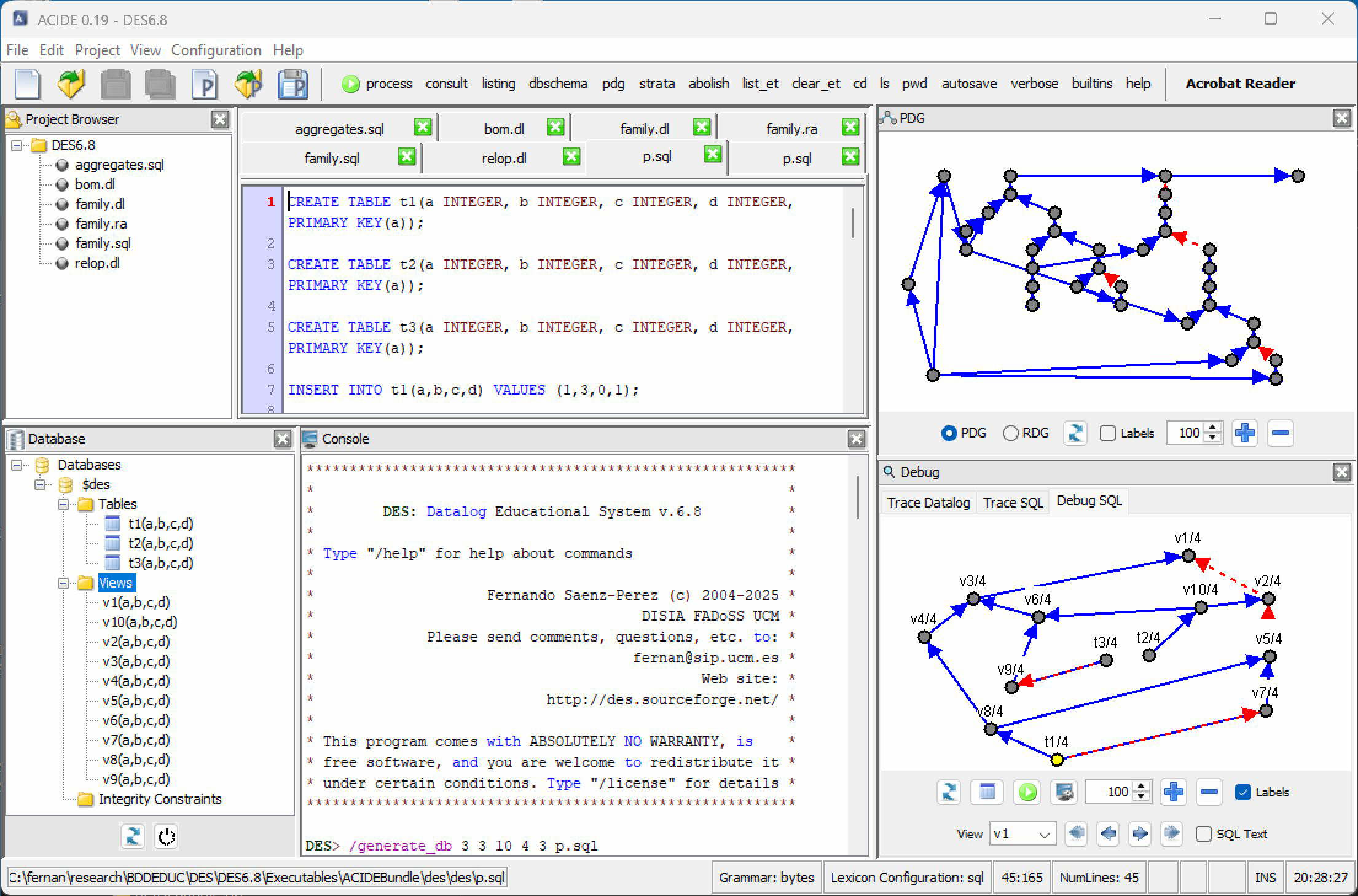 DES running on ACIDE MS Windows