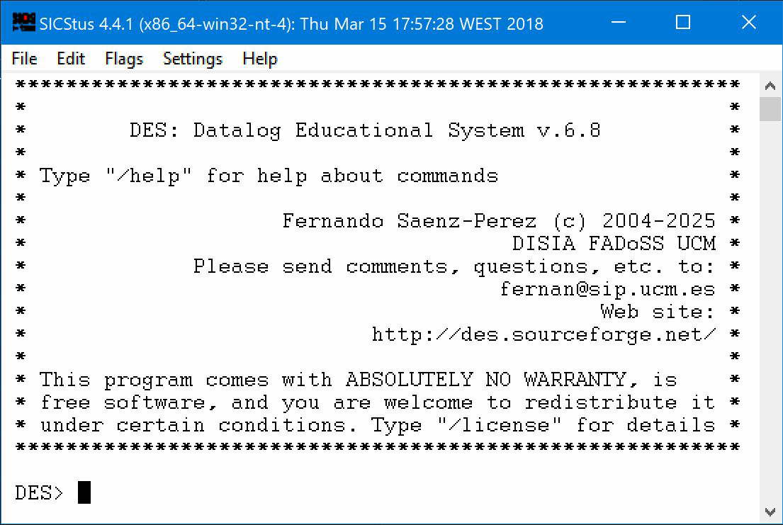 DES running as an MS Windows Application