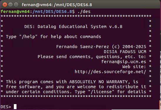 DES running on an Ubuntu Shell