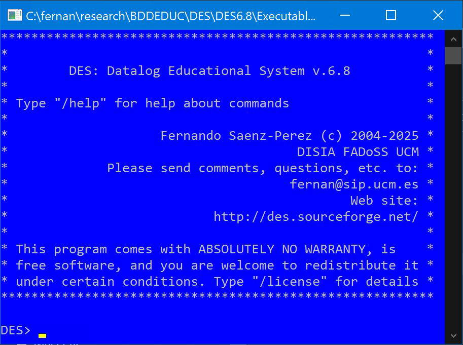 DES running on MS Windows Shell