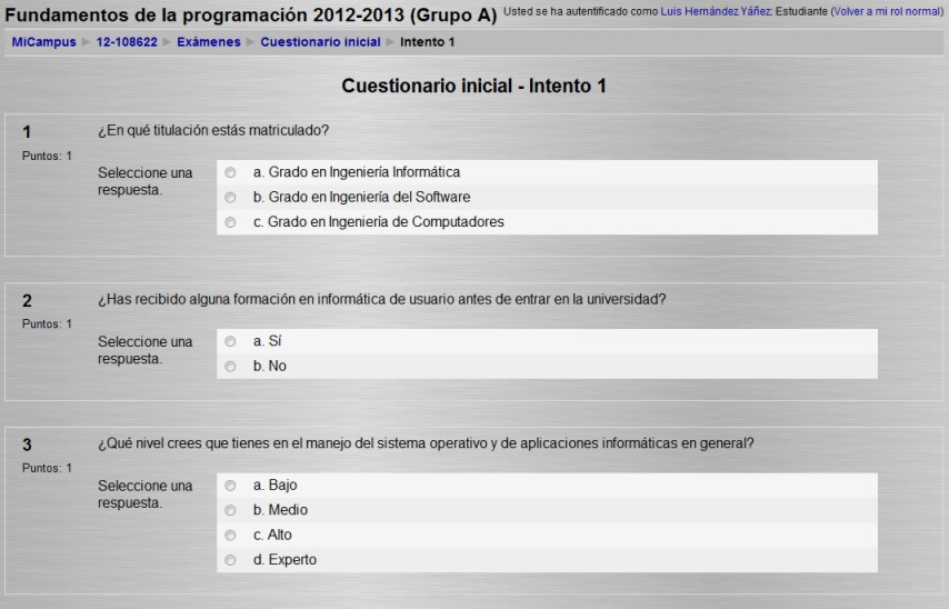 Cuestionario inicial